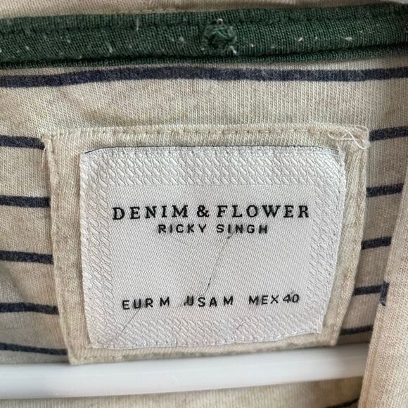 DENIM & FLOWER Men’s Pullover Long Sleeve Hoodie Shirt Size Medium Palm Trees - Picture 6 of 10